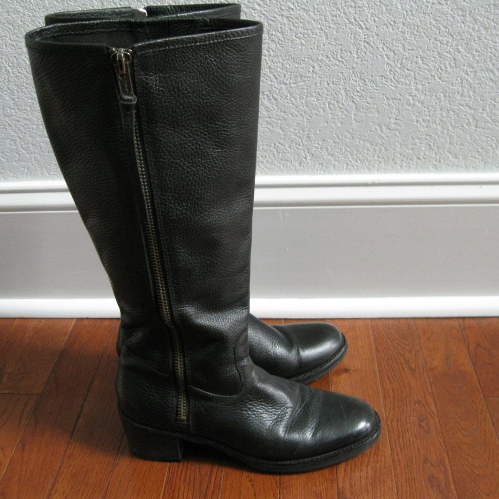 Lucky High Black Leather Boots 9.5